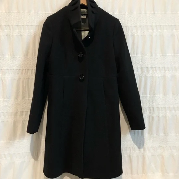 J. Crew wool long jacket, black, great condition - Picture 2 of 8